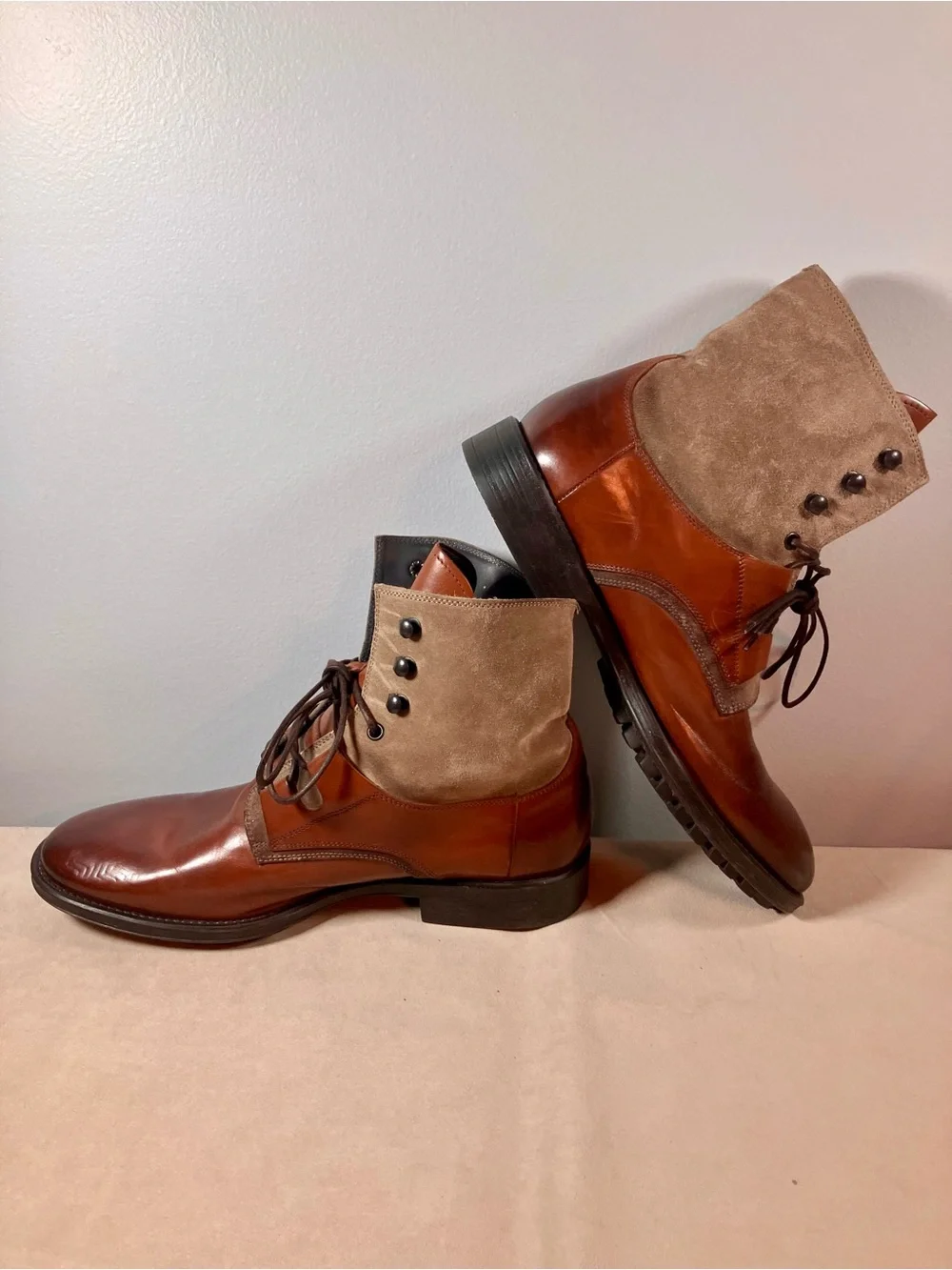 Mens To Boot New York Blake Mixed-Media Boot Lace Up Leather Suede Italy US 8.5